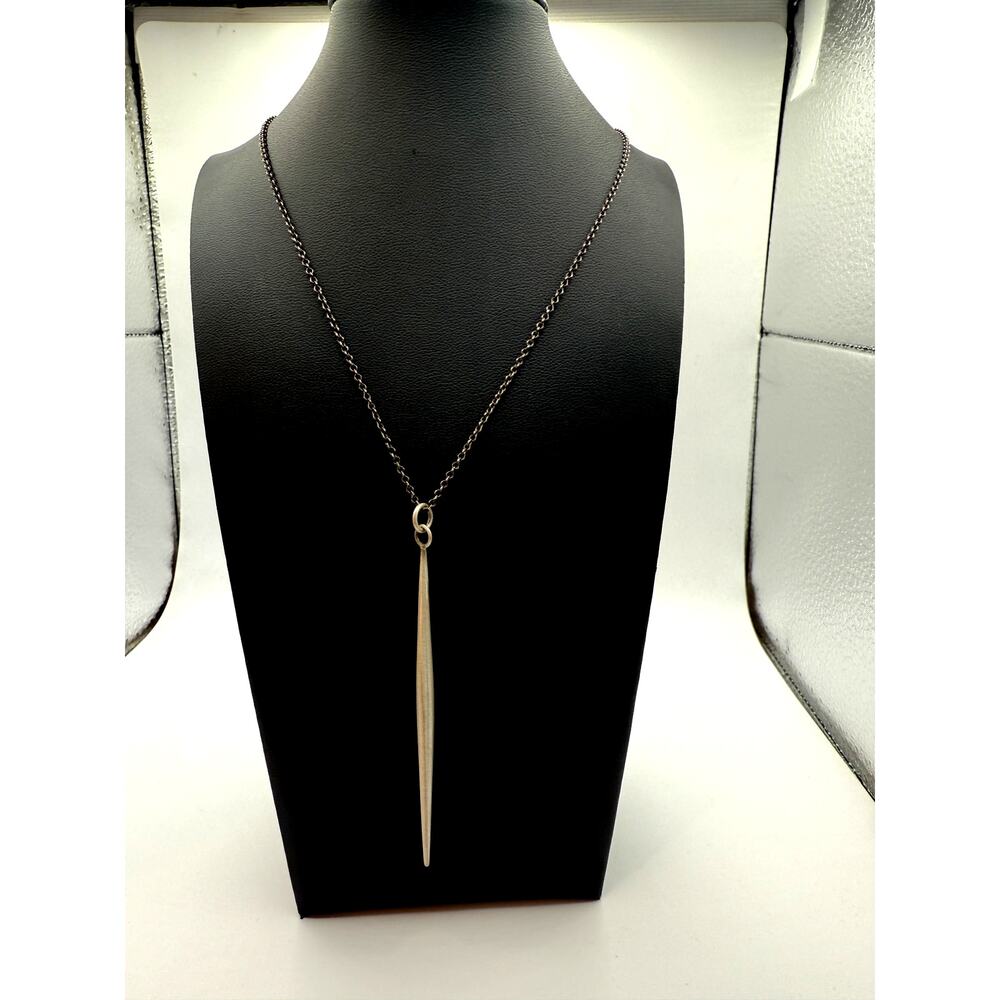 Jane Diaz Sterling Silver Long Spike Pendant Chain Necklace
